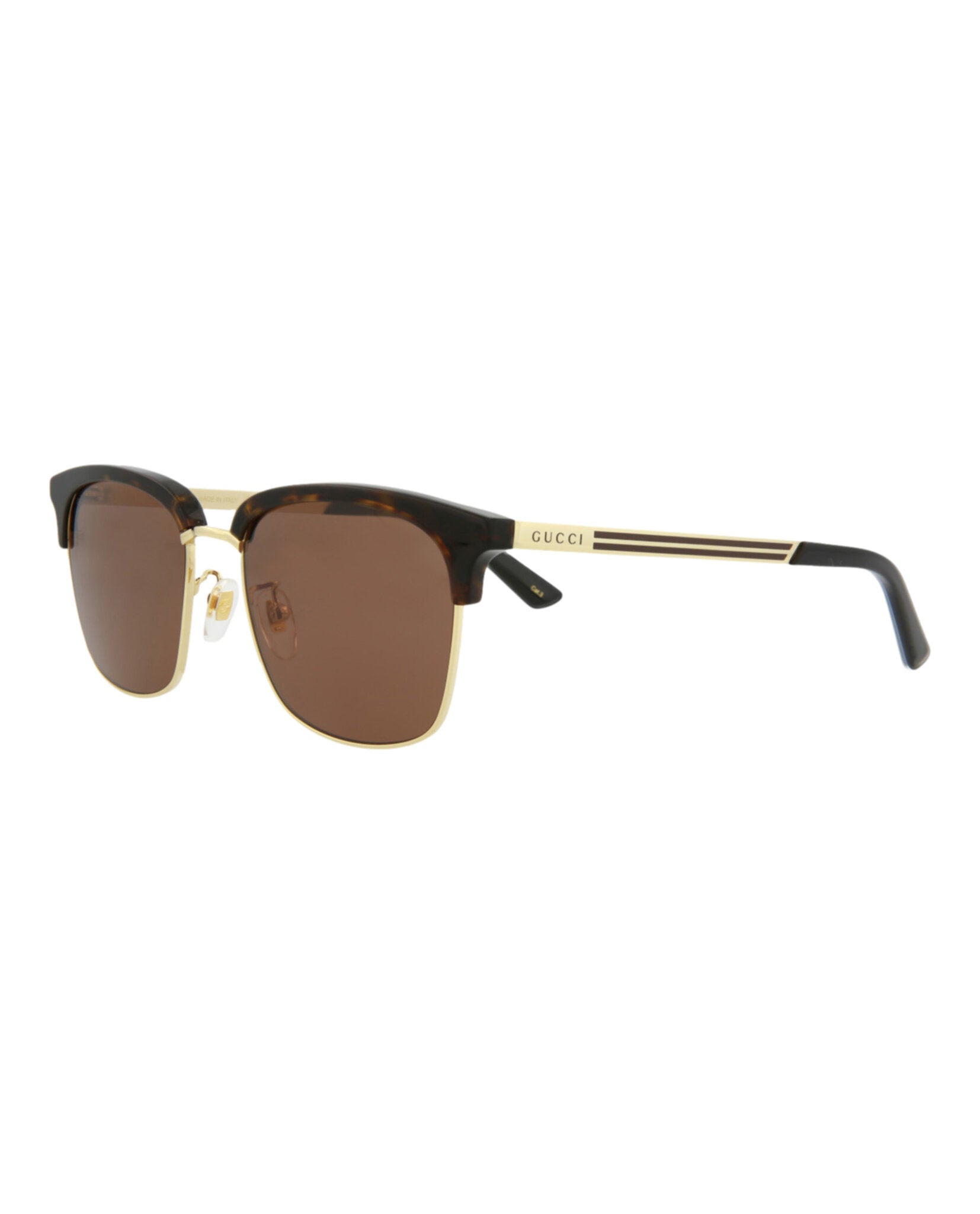 Gucci Mens Square/Rectangle Havana Gold Brown Fashion Designer Eyewear