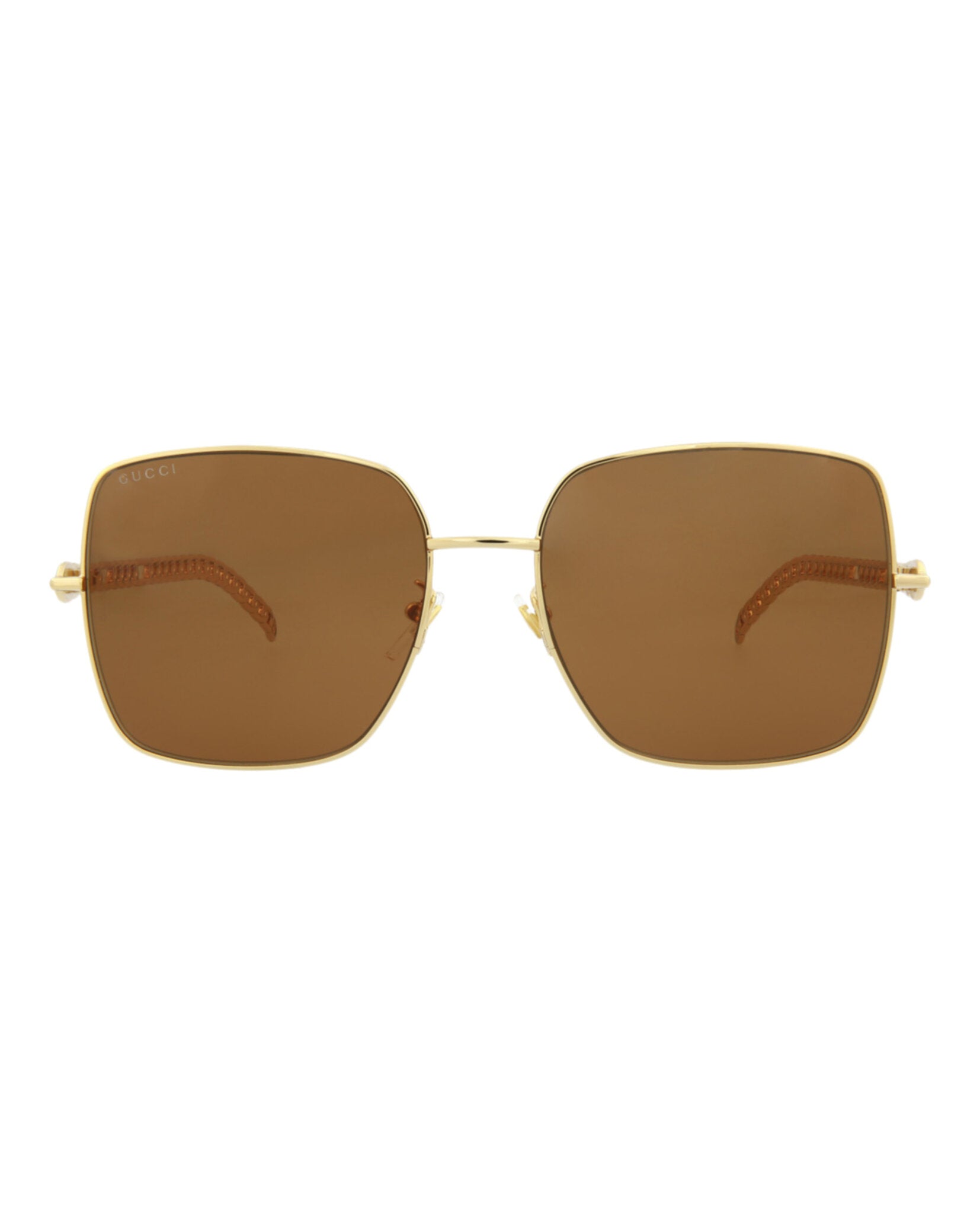 Gucci Womens Square/Rectangle Gold Gold Brown Fashion Designer Eyewear
