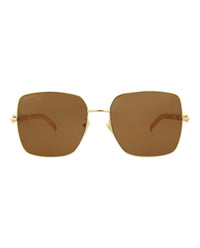 Gucci Womens Square/Rectangle Gold Gold Brown Fashion Designer Eyewear