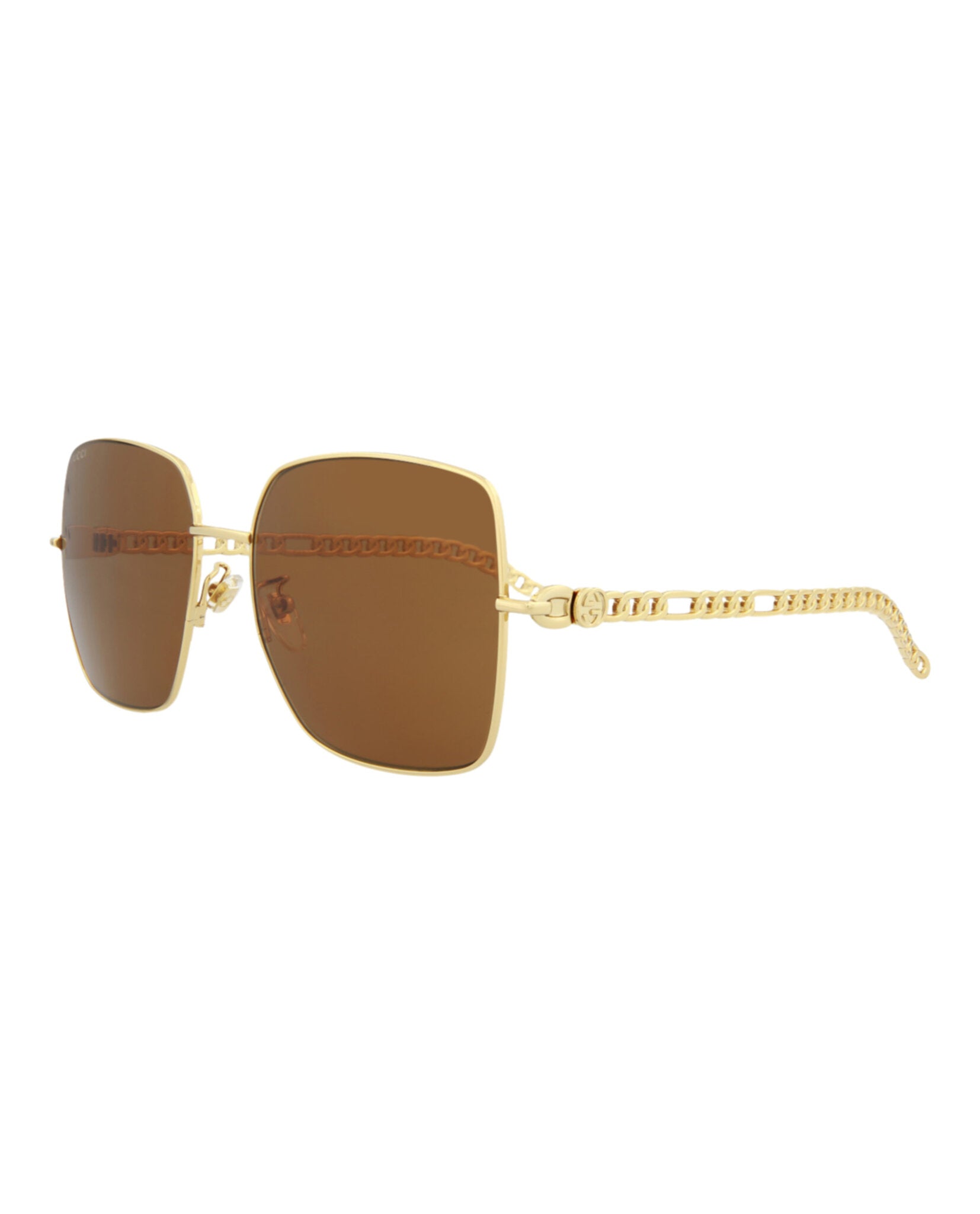 Gucci Womens Square/Rectangle Gold Gold Brown Fashion Designer Eyewear