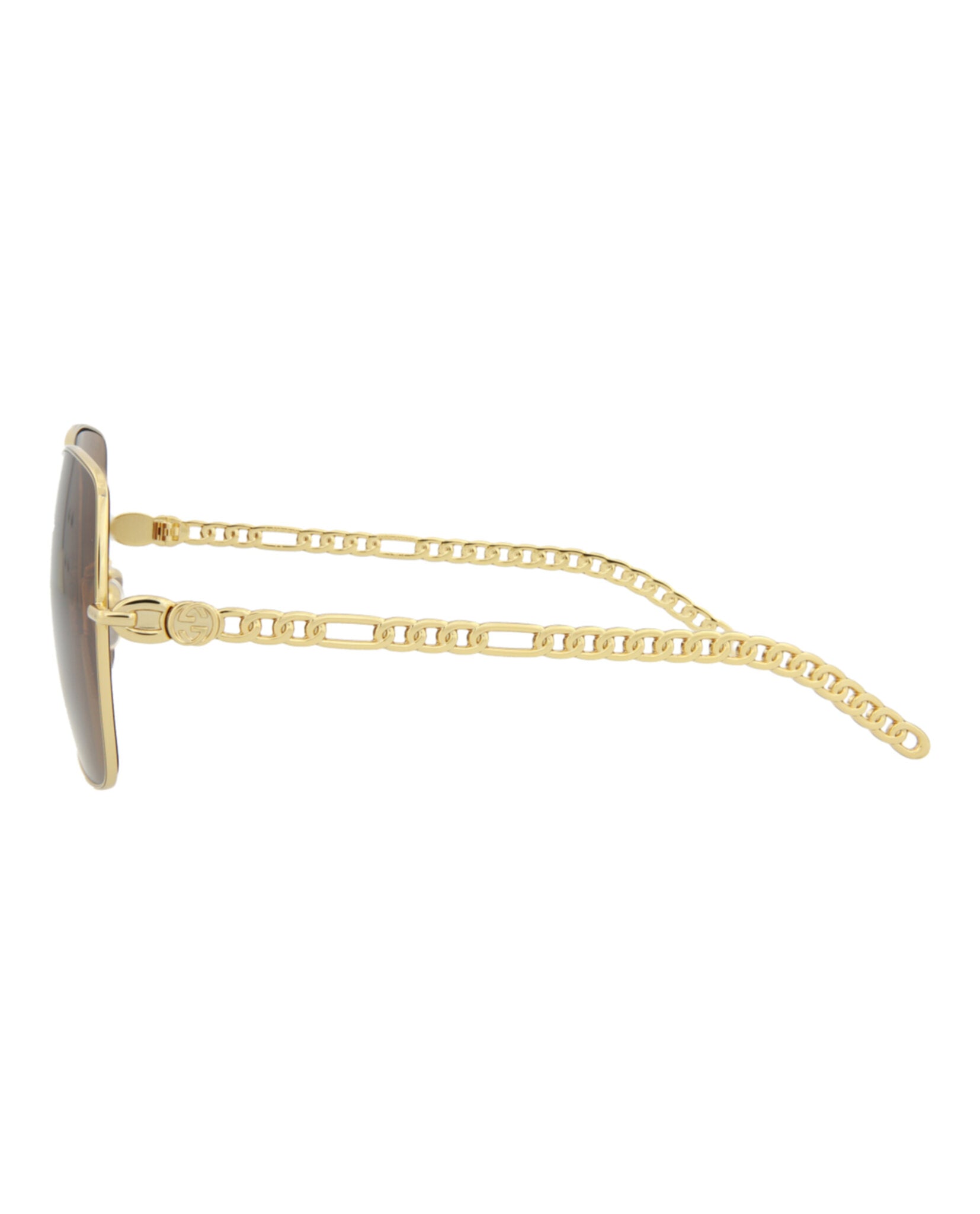 Gucci Womens Square/Rectangle Gold Gold Brown Fashion Designer Eyewear