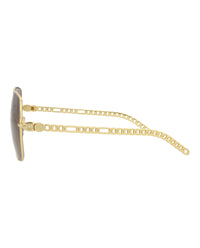 Gucci Womens Square/Rectangle Gold Gold Brown Fashion Designer Eyewear