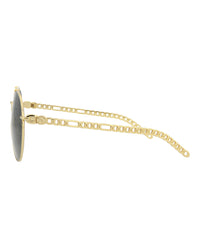 Gucci Womens Round/Oval Gold Gold Grey Fashion Designer Eyewear