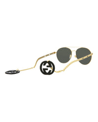 Gucci Womens Round/Oval Gold Gold Grey Fashion Designer Eyewear