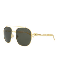 Gucci Mens Square/Rectangle Gold Gold Grey Fashion Designer Eyewear