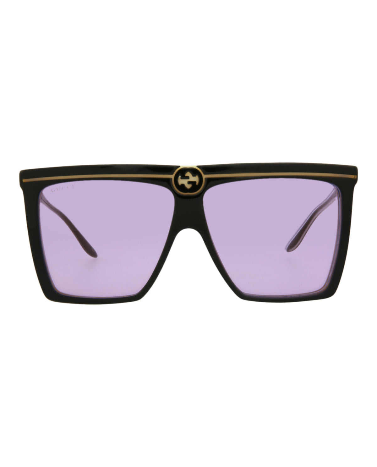 Gucci Unisex Square/Rectangle Black Black Violet Fashion Designer Eyewear