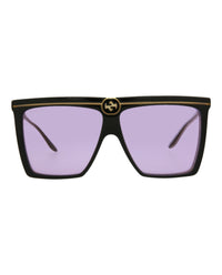 Gucci Unisex Square/Rectangle Black Black Violet Fashion Designer Eyewear