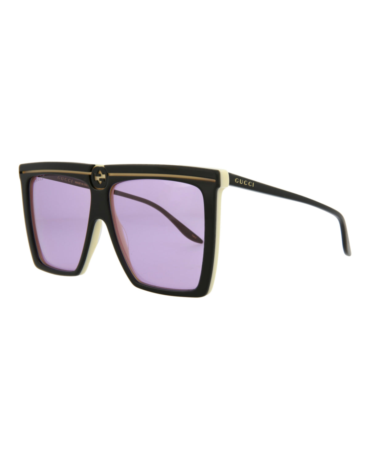 Gucci Unisex Square/Rectangle Black Black Violet Fashion Designer Eyewear