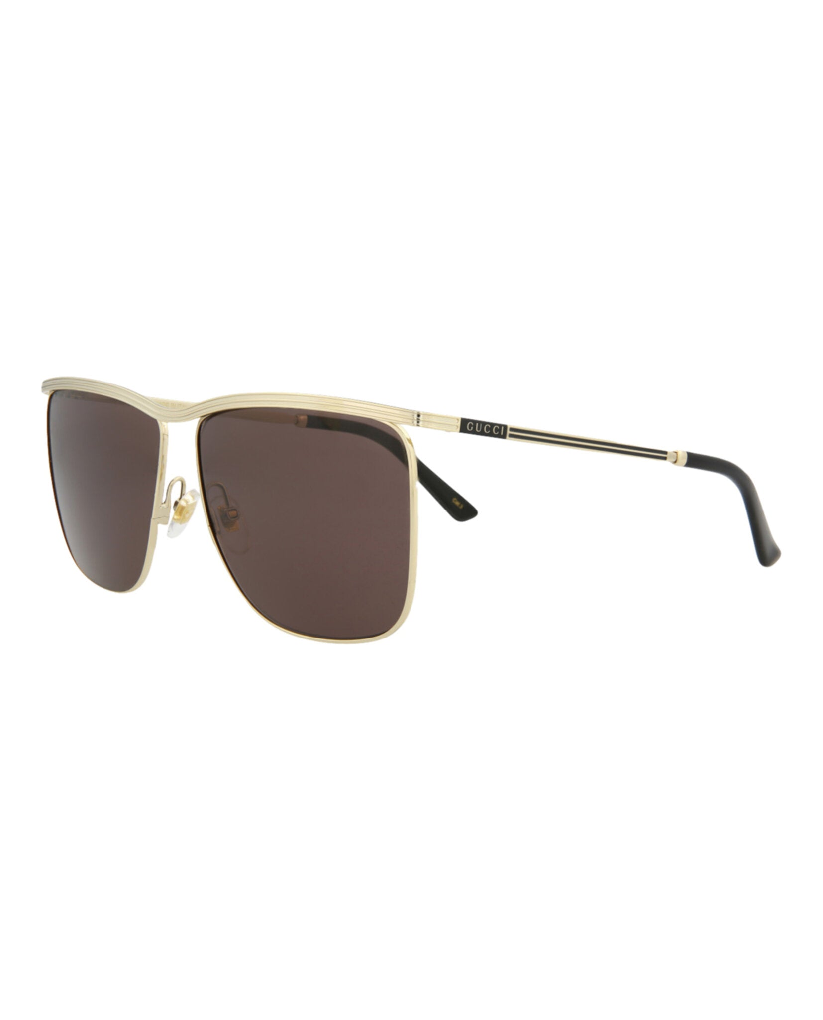 Gucci Mens Square/Rectangle Gold Gold Grey Fashion Designer Eyewear