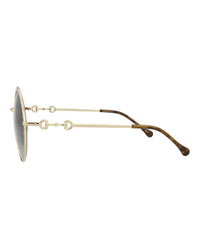 Gucci Womens Round/Oval Gold Gold Grey Fashion Designer Eyewear