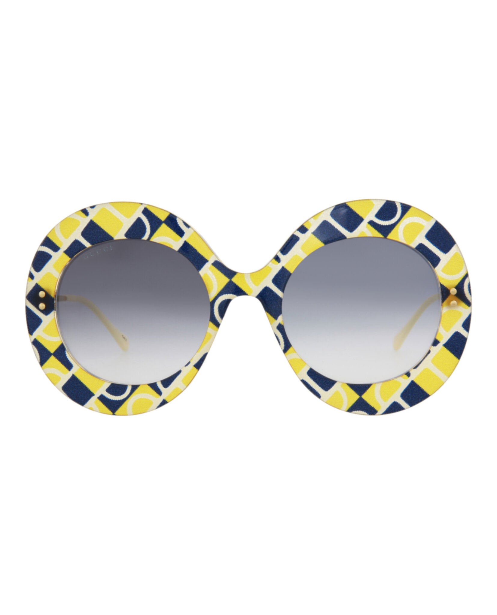Gucci Womens Round/Oval Yellow Gold Blue Fashion Designer Eyewear