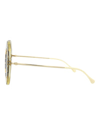 Gucci Womens Round/Oval Yellow Gold Blue Fashion Designer Eyewear