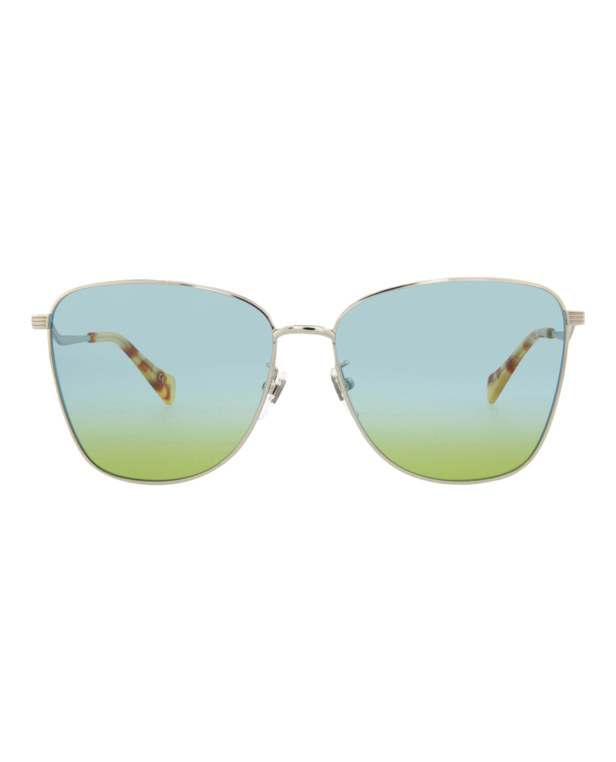 Gucci Womens Square/Rectangle Silver Silver Light Blue Fashion Designer Eyewear
