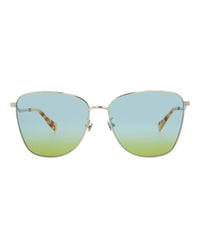 Gucci Womens Square/Rectangle Silver Silver Light Blue Fashion Designer Eyewear