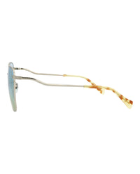 Gucci Womens Square/Rectangle Silver Silver Light Blue Fashion Designer Eyewear
