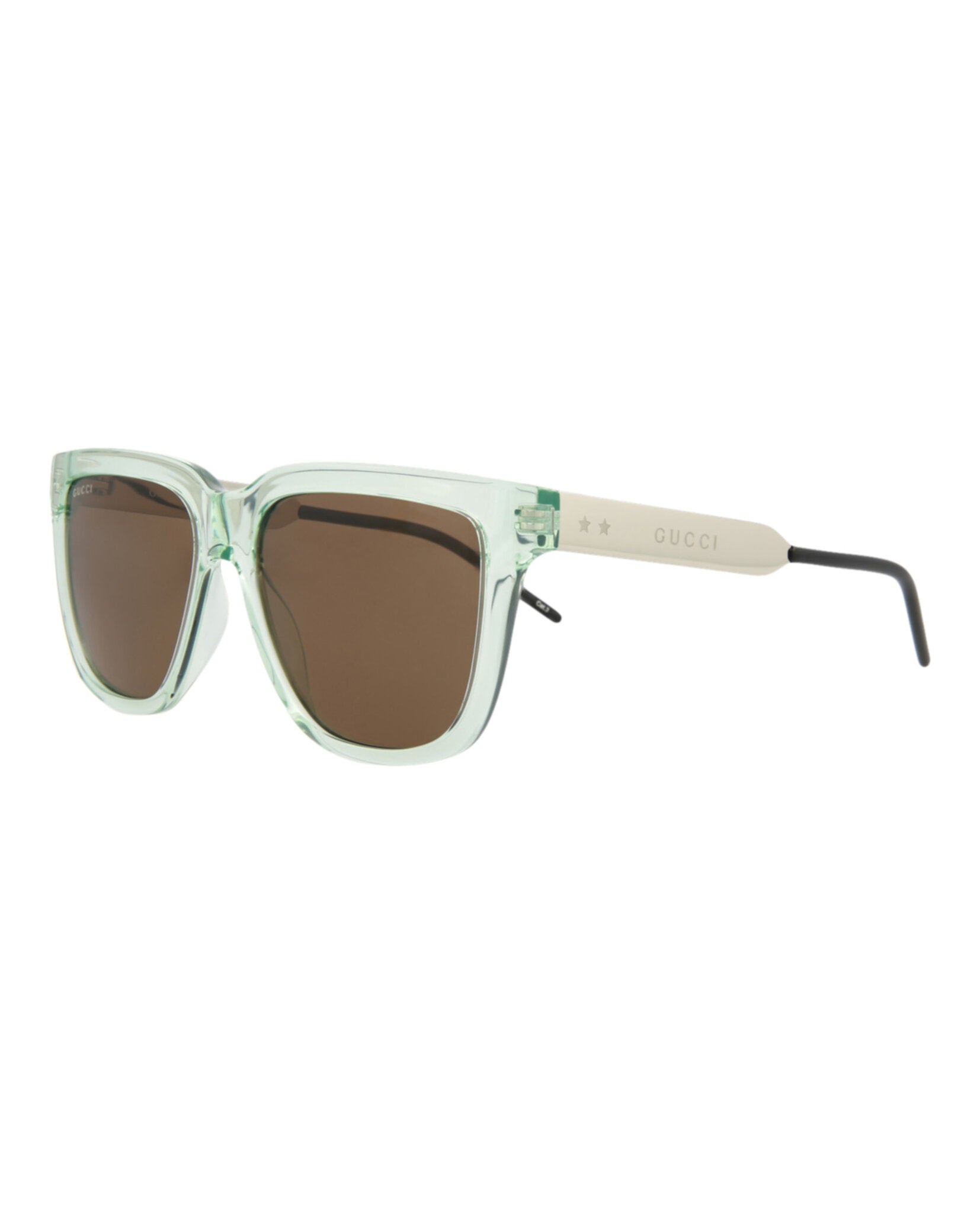 Gucci Mens Square/Rectangle Green Silver Brown Fashion Designer Eyewear