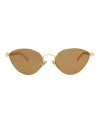 Gucci Womens Cat Eye Gold Gold Brown Fashion Designer Eyewear