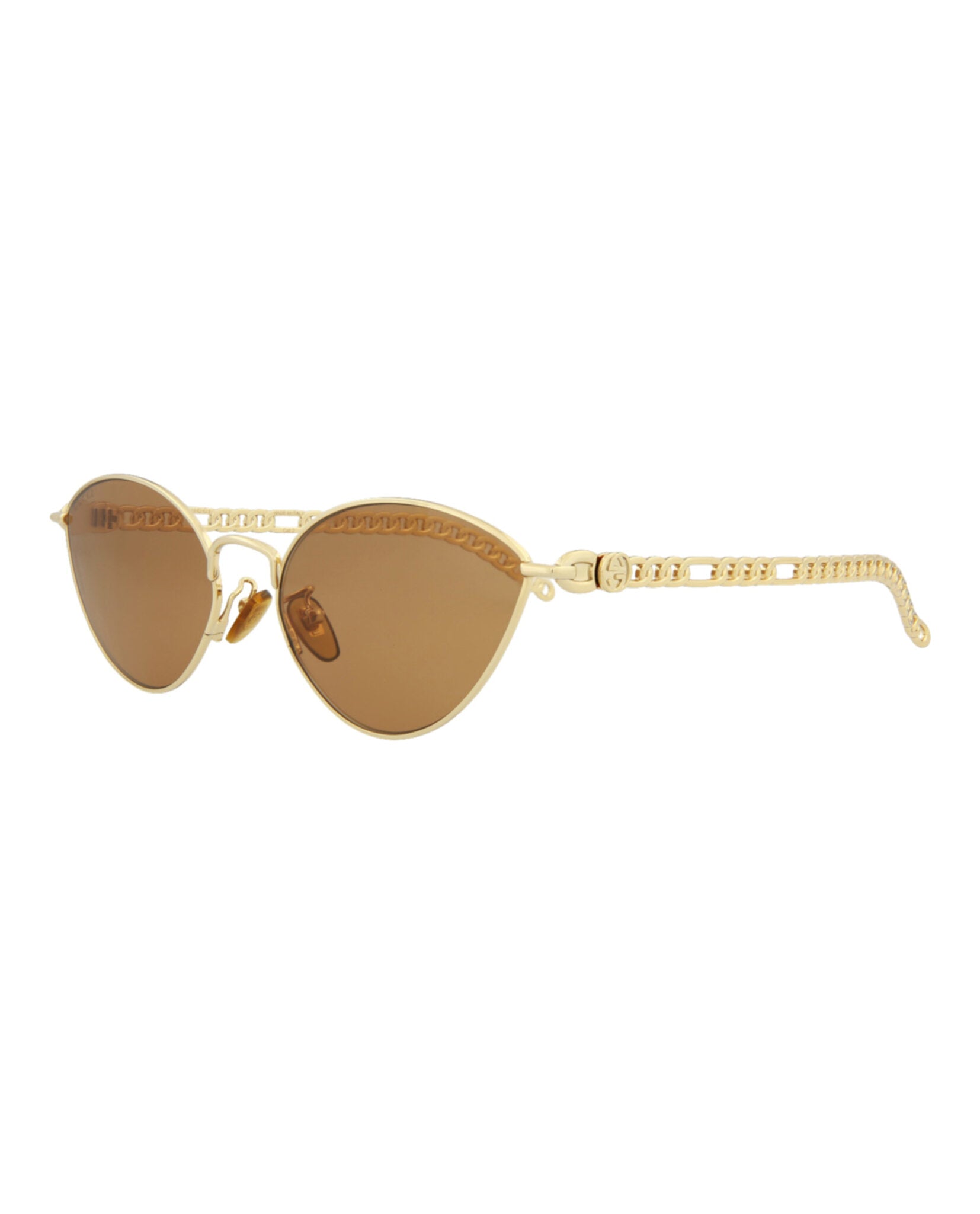 Gucci Womens Cat Eye Gold Gold Brown Fashion Designer Eyewear