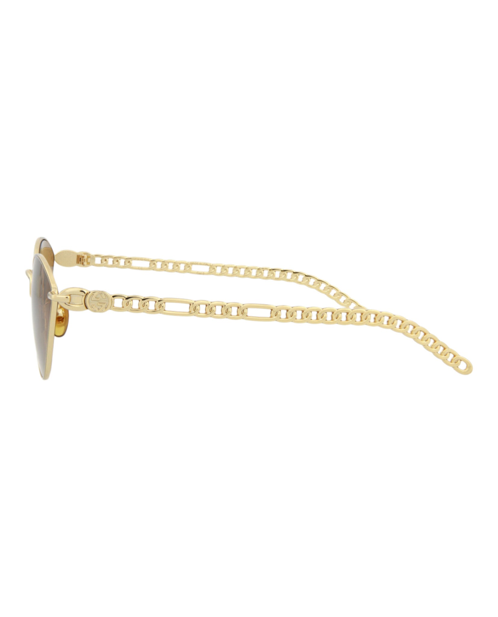 Gucci Womens Cat Eye Gold Gold Brown Fashion Designer Eyewear
