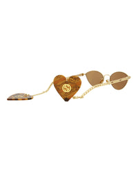 Gucci Womens Cat Eye Gold Gold Brown Fashion Designer Eyewear