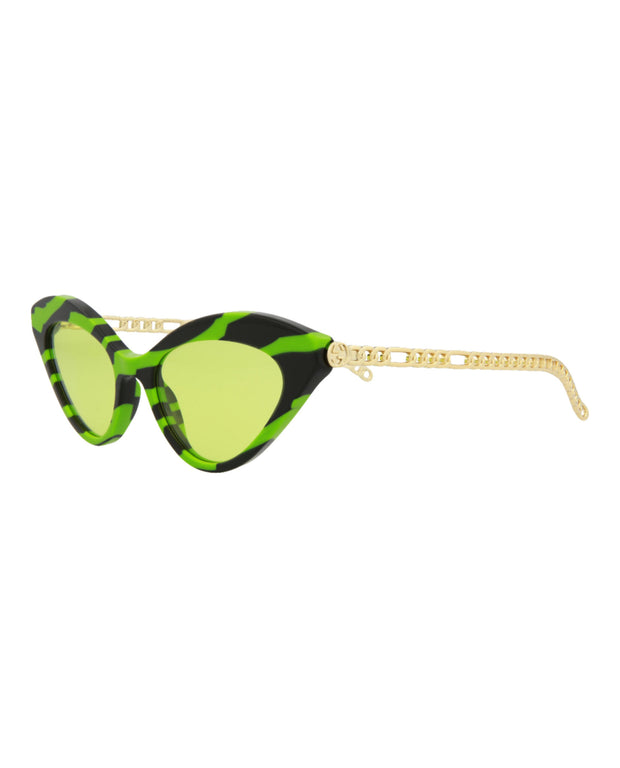 Gucci Womens Cat Eye Green Gold Green Fashion Designer Eyewear