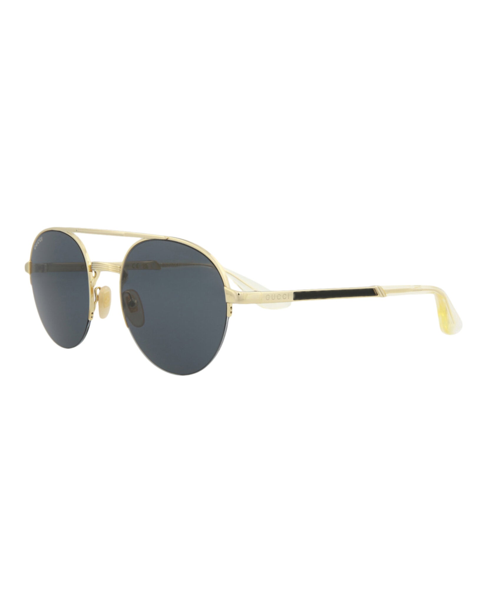 Gucci Mens Round/Oval Gold Gold Grey Fashion Designer Eyewear