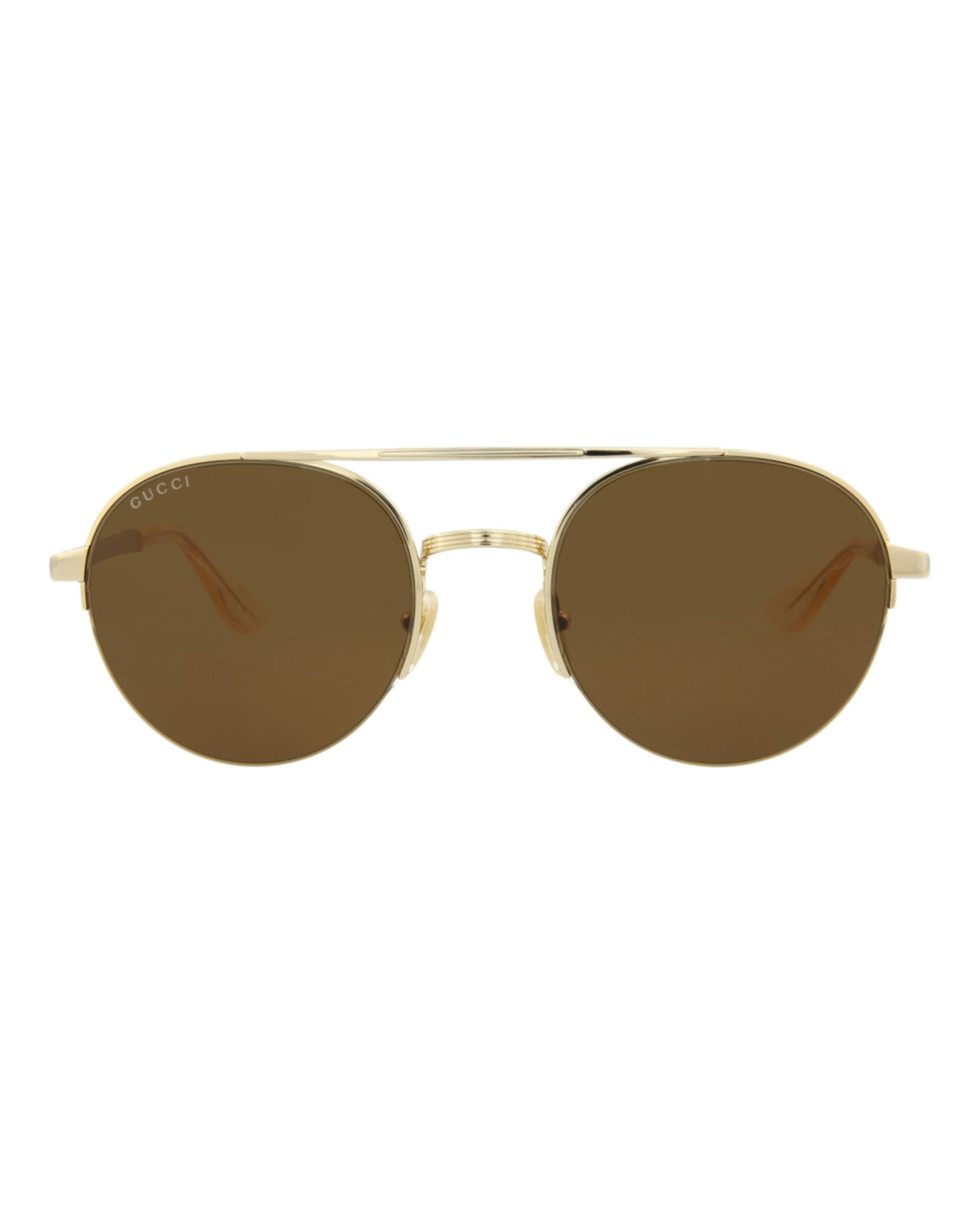 Gucci Mens Round/Oval Gold Gold Brown Fashion Designer Eyewear