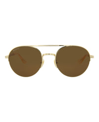 Gucci Mens Round/Oval Gold Gold Brown Fashion Designer Eyewear