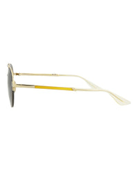 Gucci Mens Round/Oval Gold Gold Brown Fashion Designer Eyewear