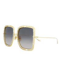 Gucci Womens Square/Rectangle Gold Gold Grey Fashion Designer Eyewear