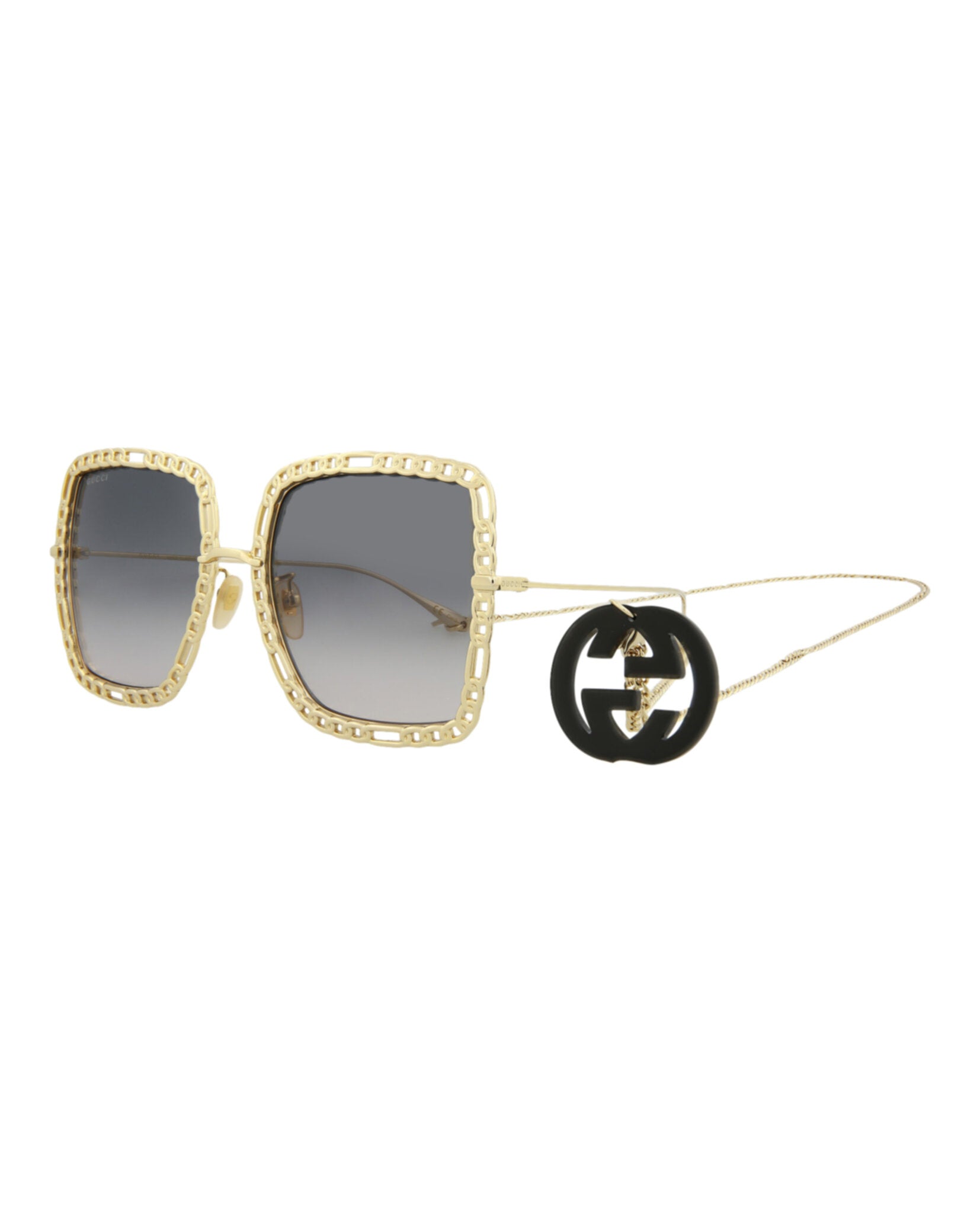 Gucci Womens Square/Rectangle Gold Gold Grey Fashion Designer Eyewear