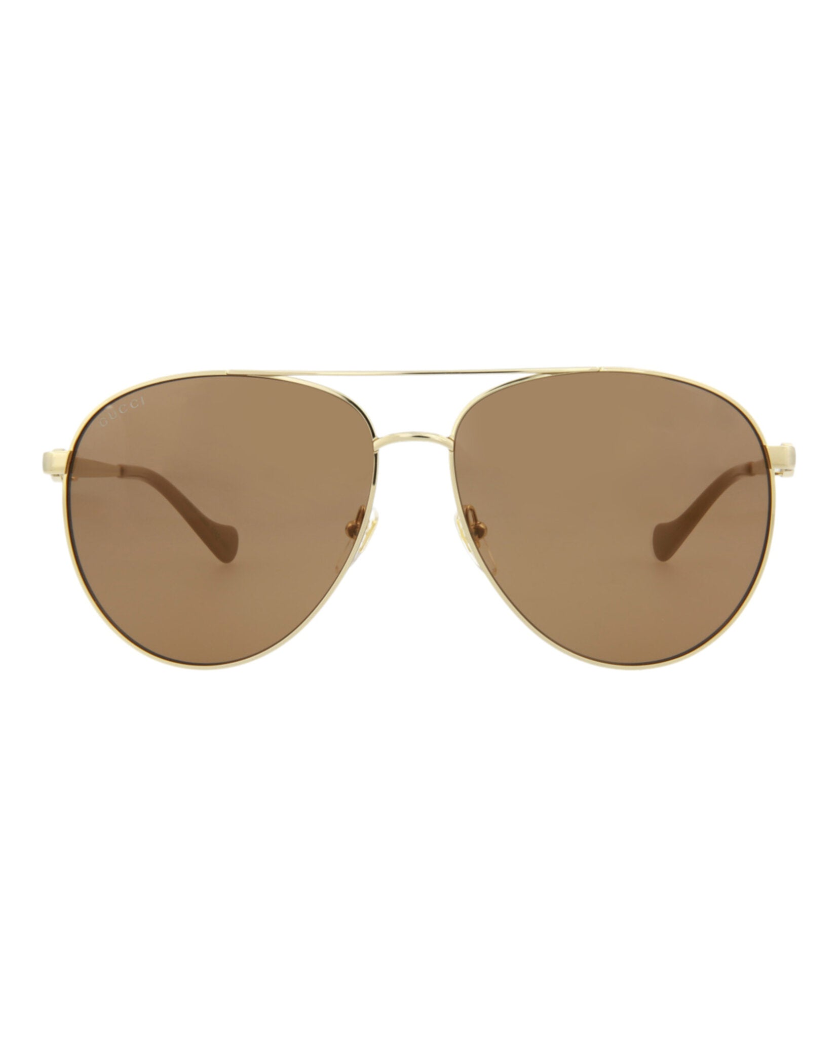 Gucci Gucci Womens Aviator Gold Gold Brown Fashion Designer Eyewear