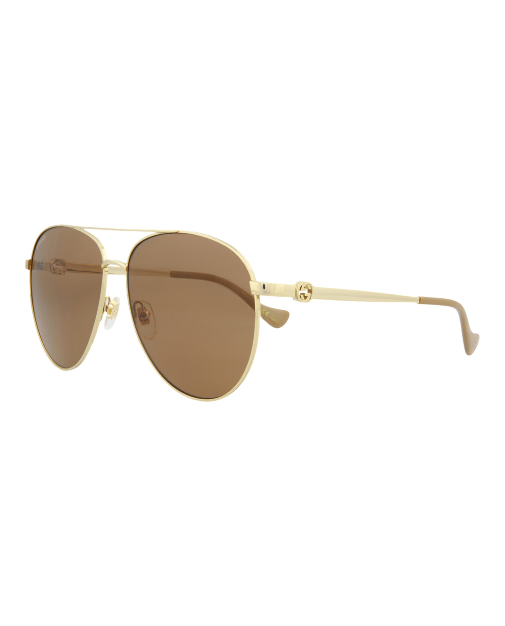Gucci Gucci Womens Aviator Gold Gold Brown Fashion Designer Eyewear