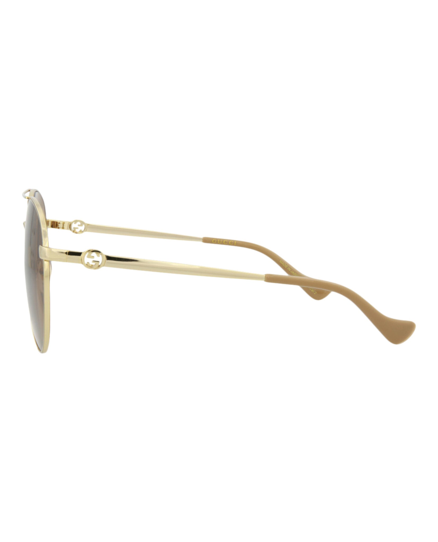 Gucci Gucci Womens Aviator Gold Gold Brown Fashion Designer Eyewear