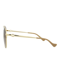 Gucci Gucci Womens Aviator Gold Gold Brown Fashion Designer Eyewear