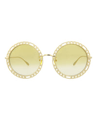 Gucci Womens Round/Oval Gold Gold Yellow Fashion Designer Eyewear
