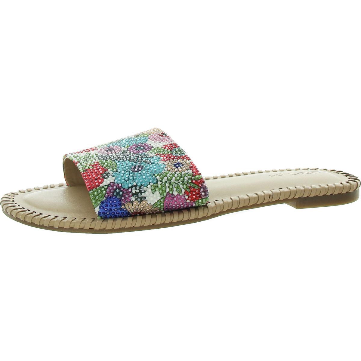 Mavise Beaded Flat  Womens Beaded Striped Slide Sandals