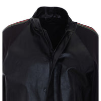 Gucci Men Grany Leather With Web Bomber Jacket