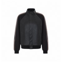 Gucci Men Grany Leather With Web Bomber Jacket