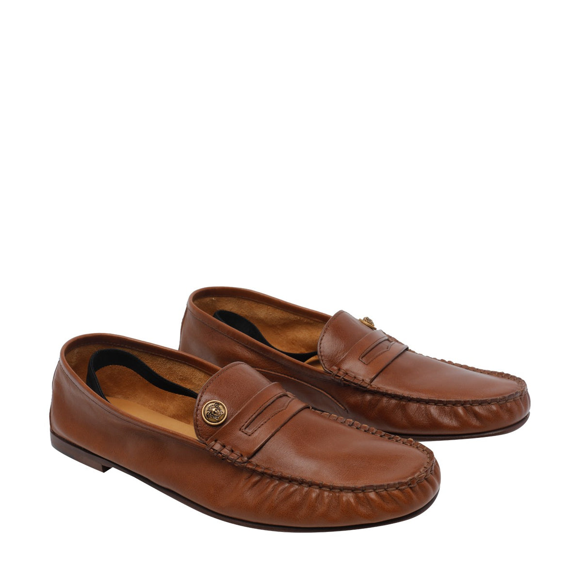 Versace Men Guanto Leather Loafers