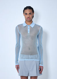 Gucci Men Embossed Technical Mesh Polo Top