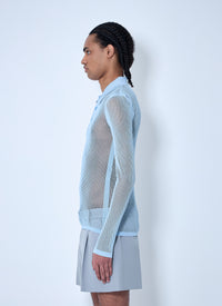 Gucci Men Embossed Technical Mesh Polo Top