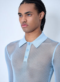 Gucci Men Embossed Technical Mesh Polo Top