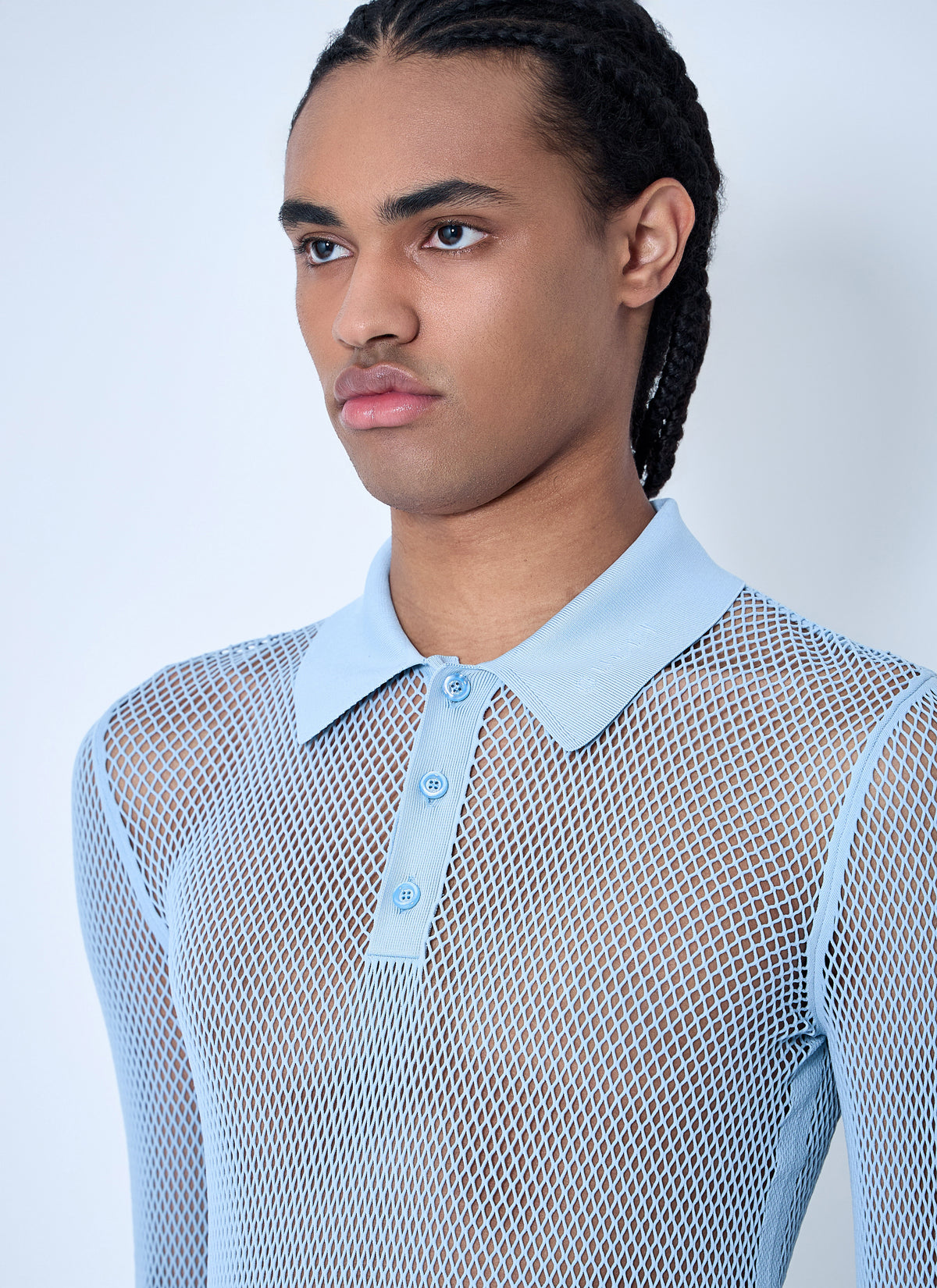 Gucci Men Embossed Technical Mesh Polo Top