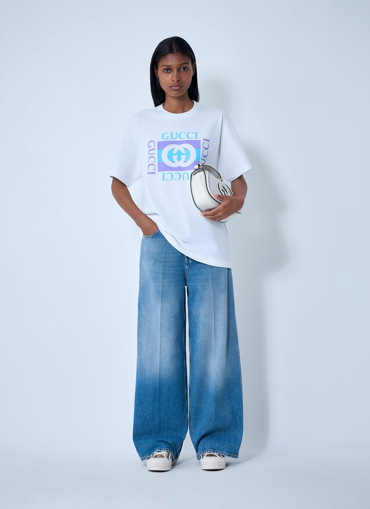 Gucci Gucci Women Wide-Leg Five-Pocket Jeans