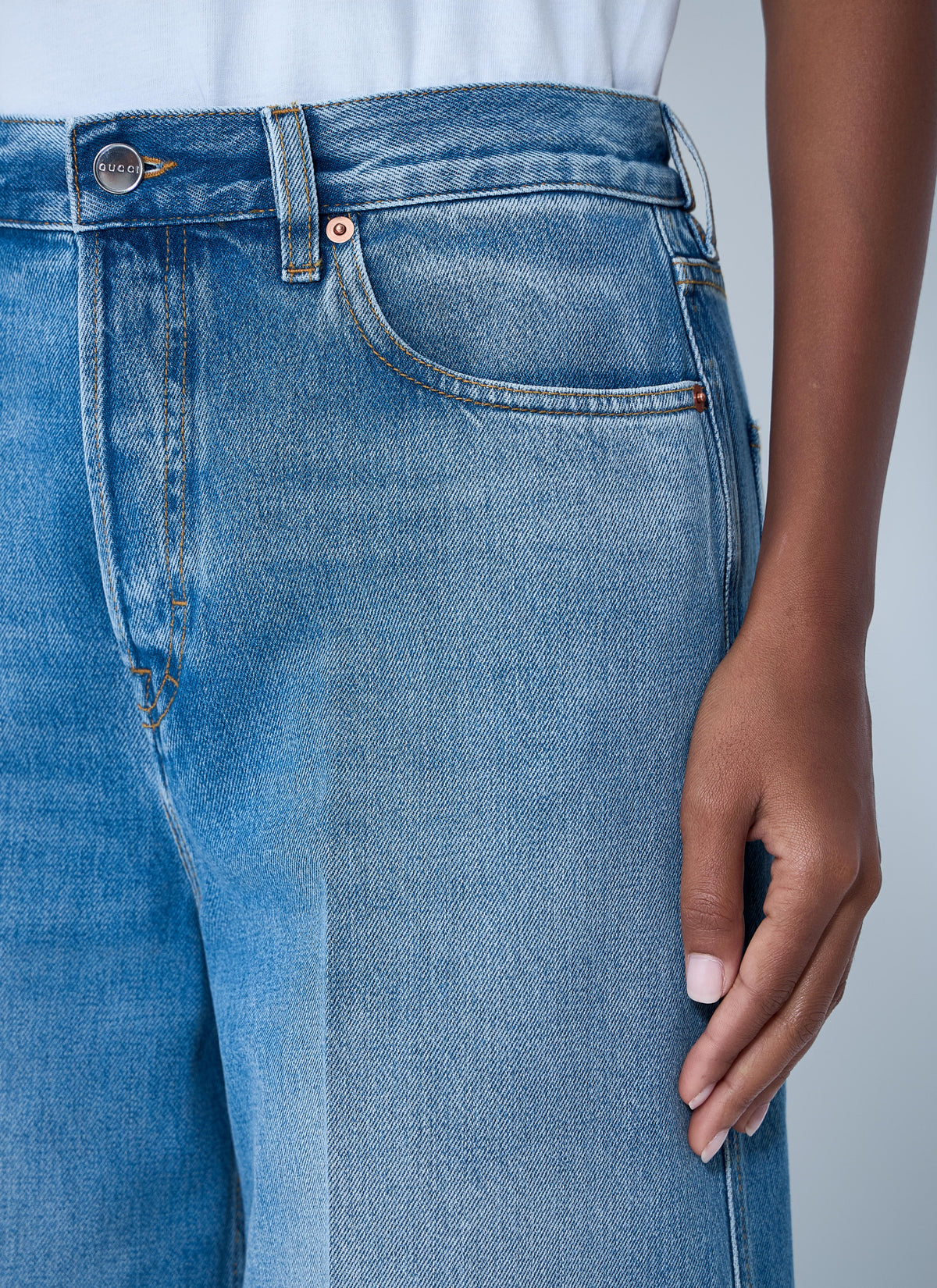 Gucci Gucci Women Wide-Leg Five-Pocket Jeans