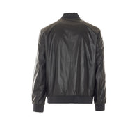 Gucci Men Gucci Logo Leather Bomber