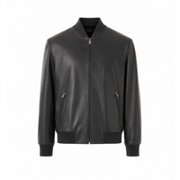 Gucci Men Gucci Logo Leather Bomber