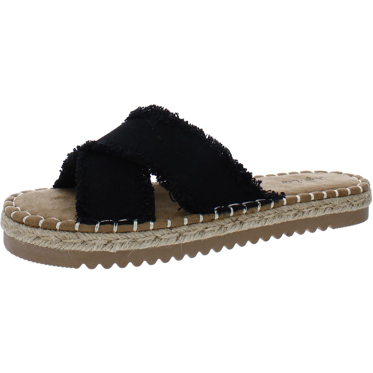 Kelt Womens Canvas Criss-Cross Slide Sandals
