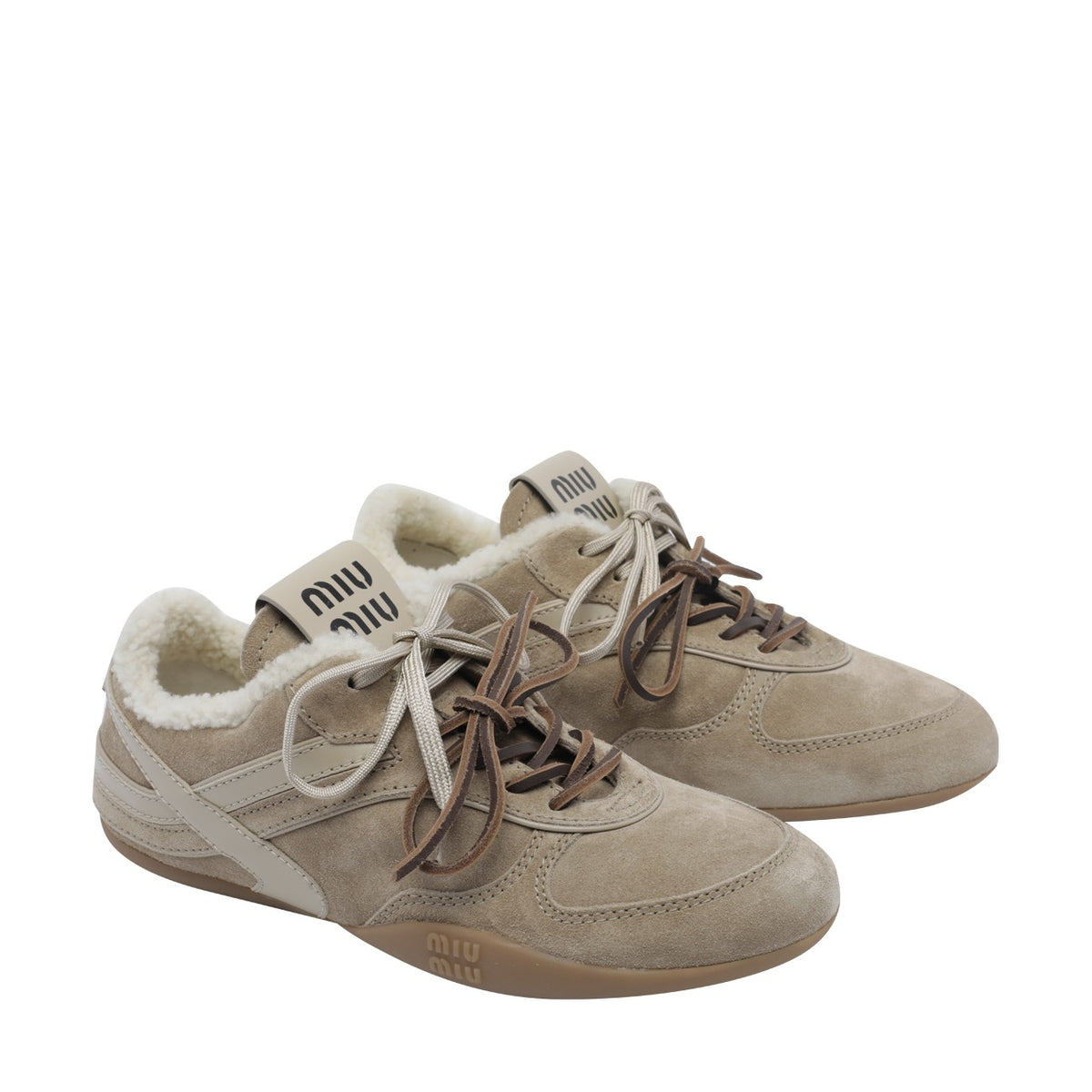 Miu Miu Miu Miu Women Gymnasium Suede And Shearling Sneakers